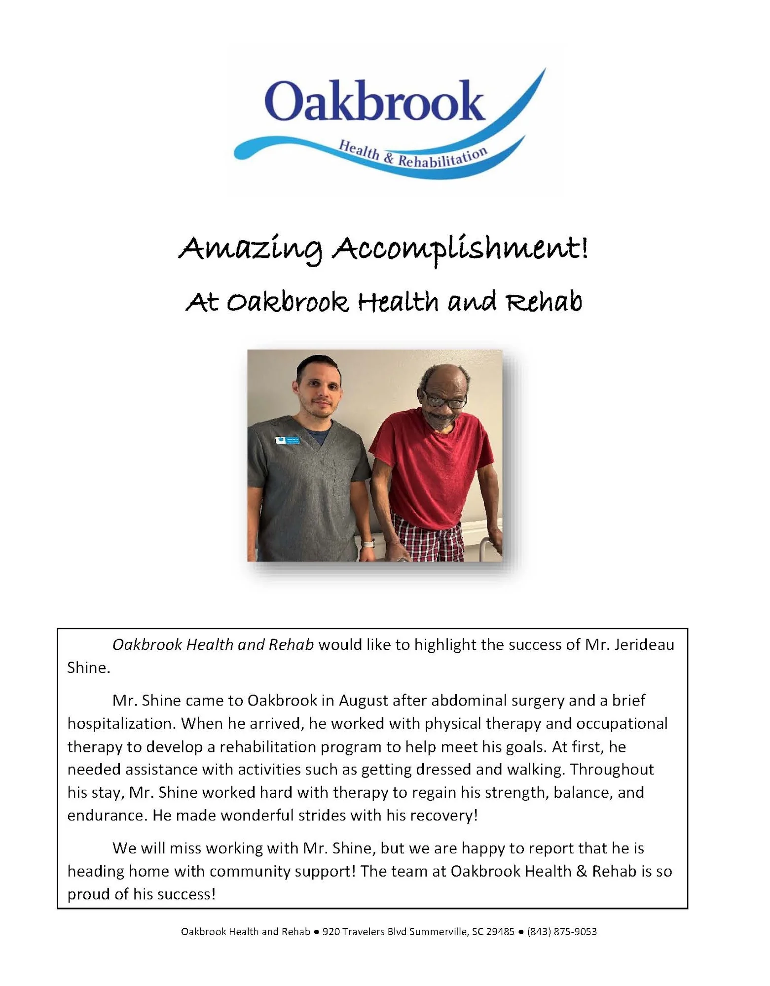 OAKBROOK HEALTH AND REHABILITATION CENTER